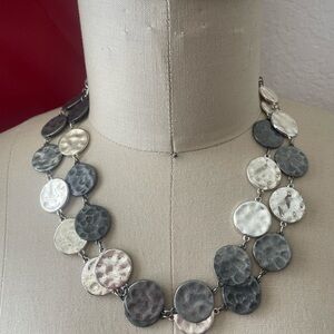Really cool double strand I believe possibly silver plated and chrome necklace